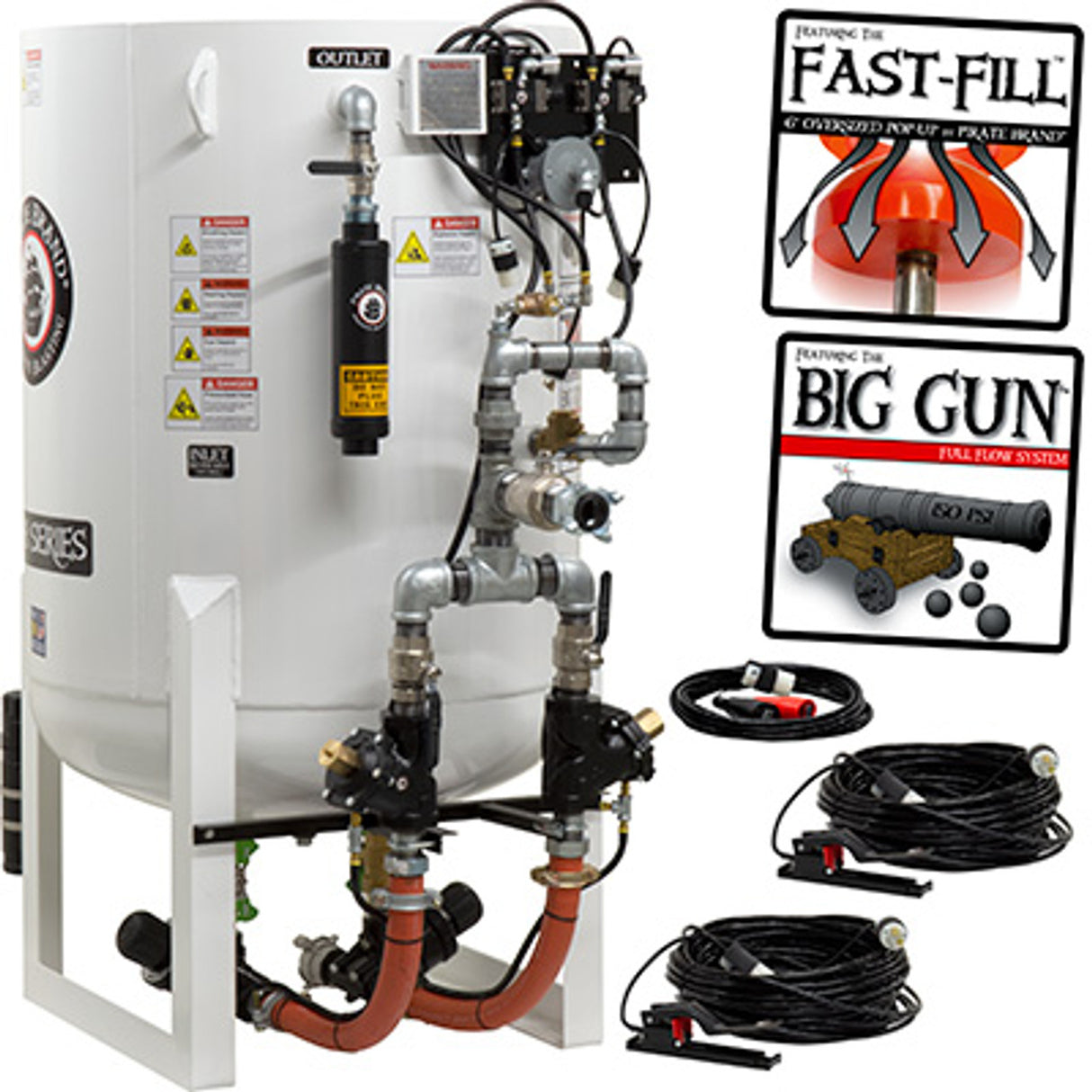 Pirate Brand, S-Series - 20 CU FT., DOUBLE OUTLET, STANDARD MODEL - Blast Pot, Stationary, Pressure HOLD System, 12VDC Electric Controls