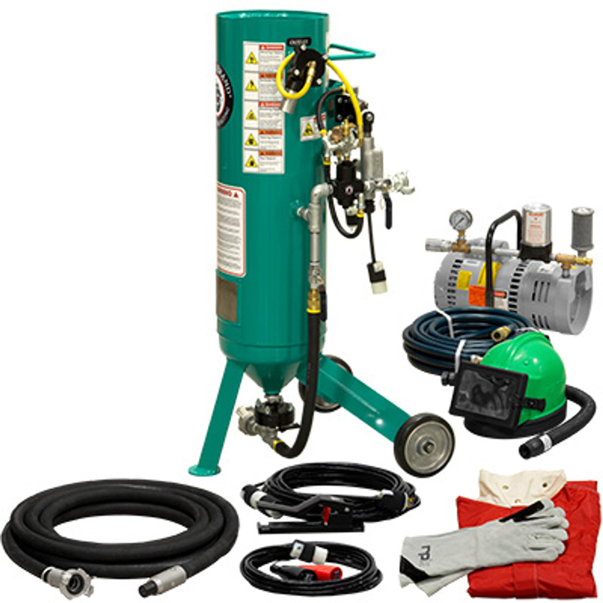 Pirate Brand, C-Series Jr., 1 cu ft., SILVER LOW PRESSURE Blasting Package - Blast Pot, Portable, Pressure RELEASE System, 12VDC Electric Controls