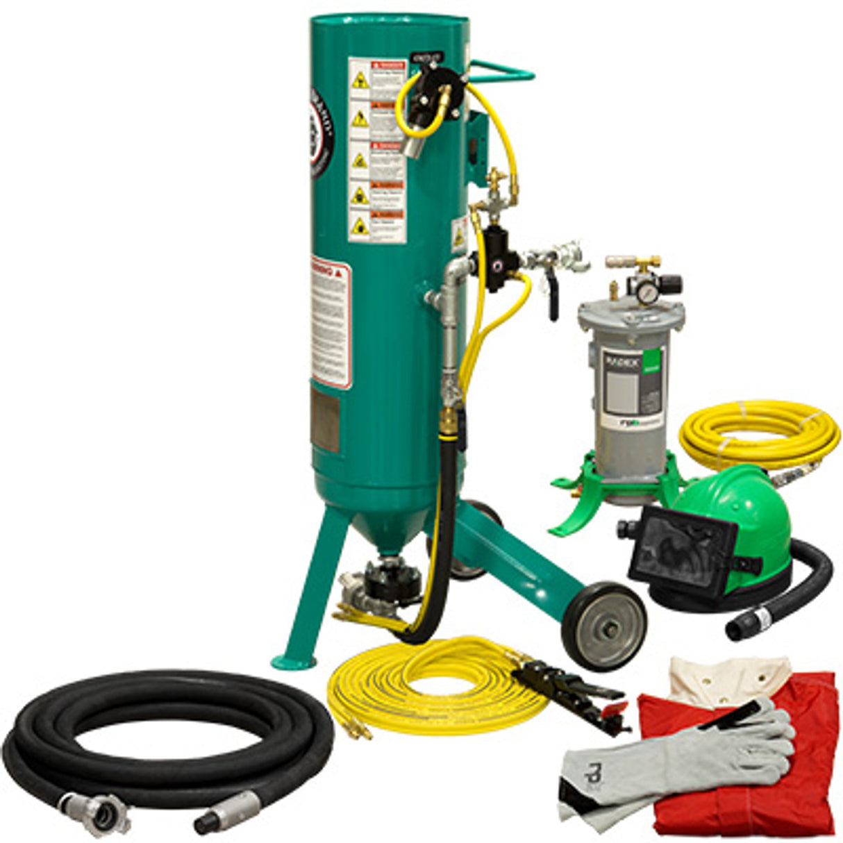 Pirate Brand, C-Series Jr., 1 cu ft., SILVER Blasting Package - Blast Pot, Portable, Pressure RELEASE System, Pneumatic Controls