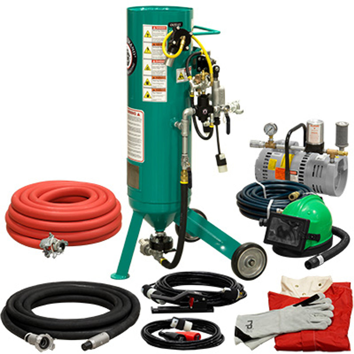 Pirate Brand, C-Series Jr., 1 cu ft., GOLD LOW PRESSURE Blasting Package - Blast Pot, Portable, Pressure RELEASE System, 12VDC Electric Controls