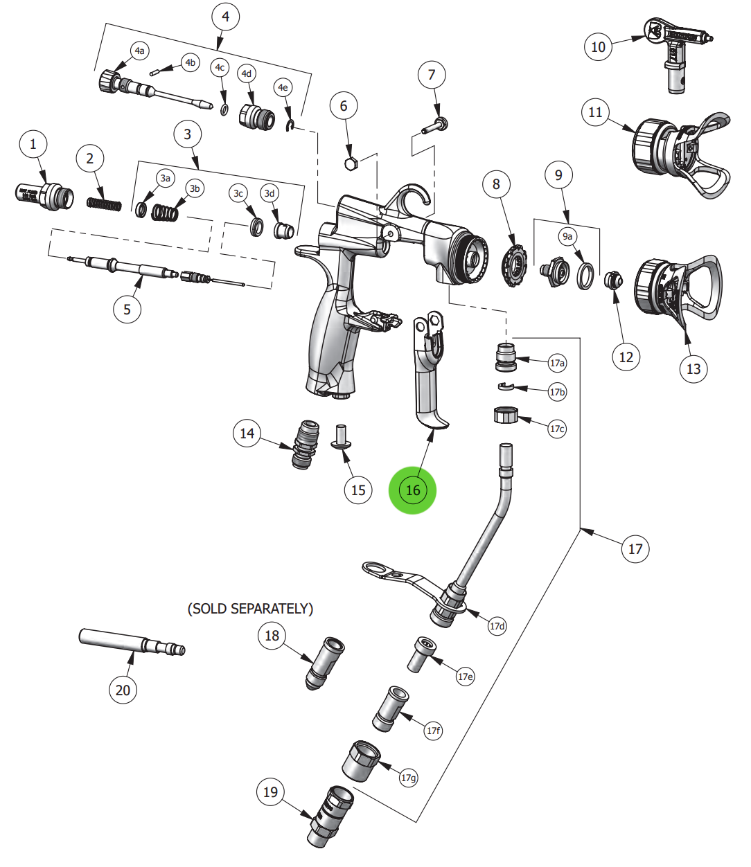 Binks 54-6018 Short Pull Trigger, Trophy AA