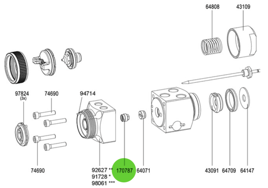 SATA Automatic Spray Gun Rear Mount Seal Retainer