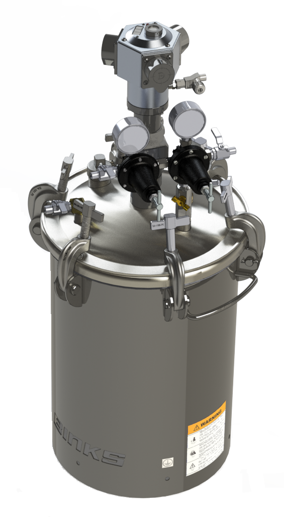 Binks 5 Gallon SS Pressure Tank, 2 Regulators, Direct Drive Agitator - Total Finishing Supplies