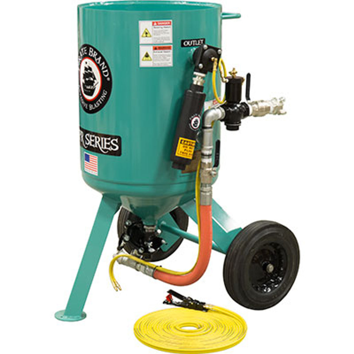 Pirate Brand, C-SERIES, 6 cu ft., BASE Blasting Package - Blast Pot, Portable, Pressure RELEASE System, Pneumatic Controls w/AMV II™ Metering Valve