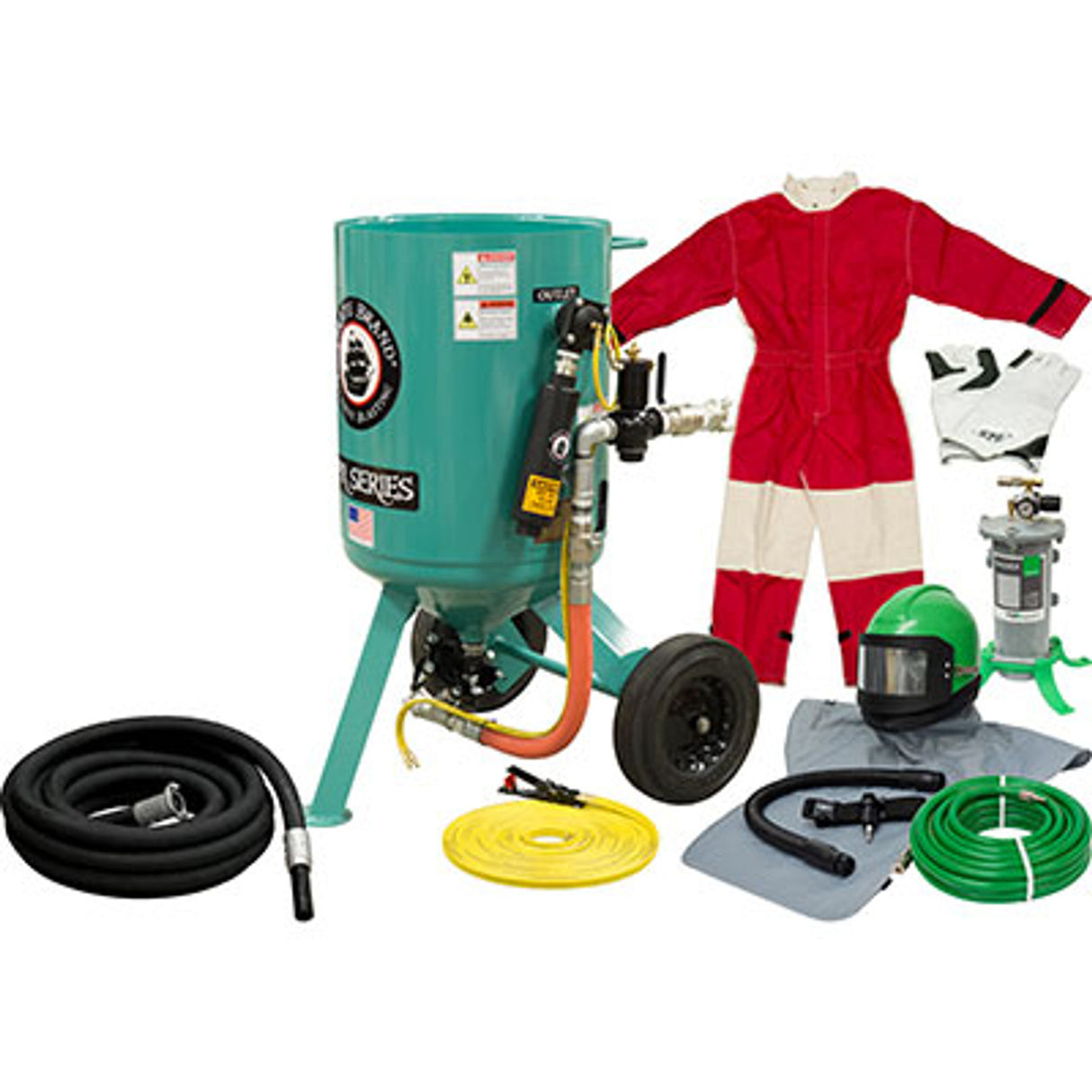 Pirate Brand, C-SERIES, 6 cu ft., SILVER Blasting Package - Blast Pot, Portable, Pressure RELEASE System, Pneumatic Controls w/AMV II™ Metering Valve