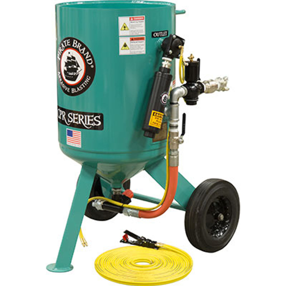 Pirate Brand, C-SERIES, 6 cu ft., BASE Blasting Package - Blast Pot, Portable, Pressure RELEASE System, Pneumatic Controls w/MPV Metering Valve