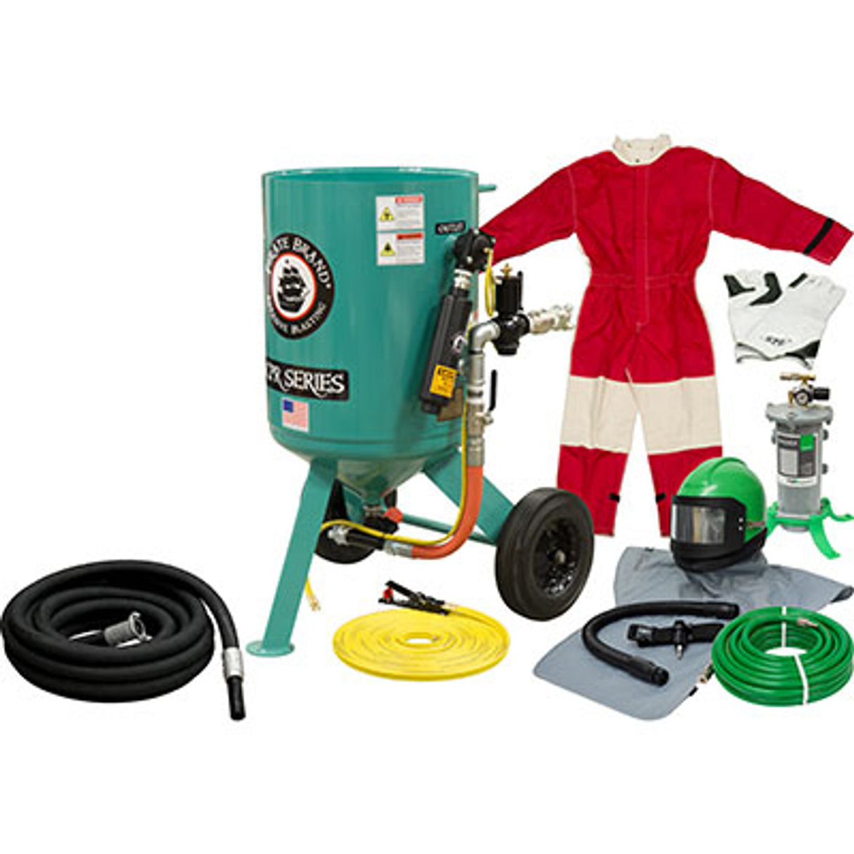 Pirate Brand, C-SERIES, 6 cu ft., SILVER Blasting Package - Blast Pot, Portable, Pressure RELEASE System, Pneumatic Controls w/MPV Metering Valve