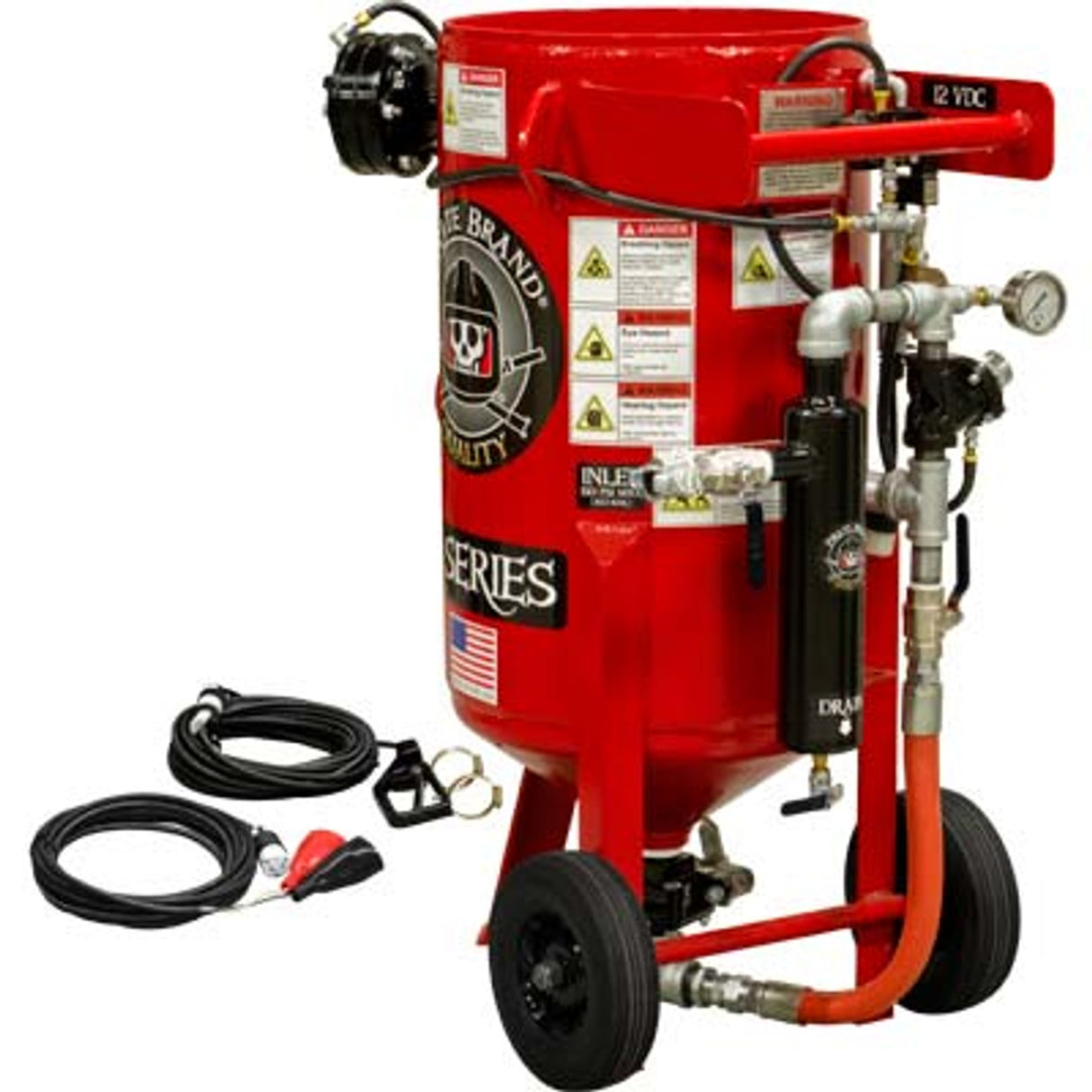 Pirate Brand, E-Series, 3.5 cu ft., BASE Blasting Package - Blast Pot, Portable, Pressure RELEASE System, 12VDC Electric Controls