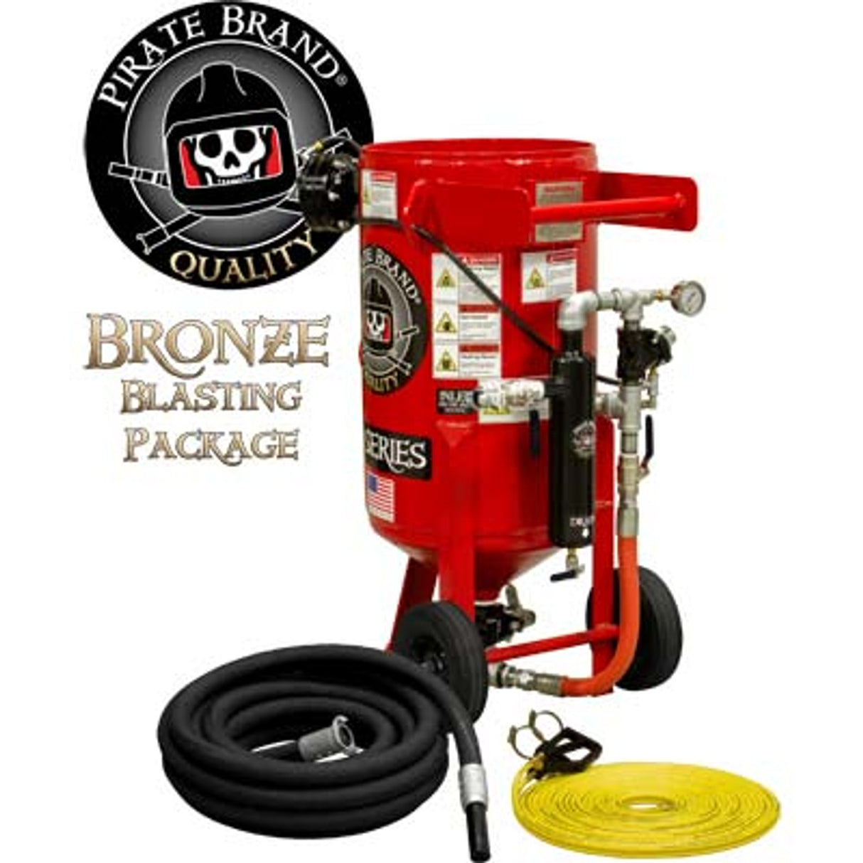 Pirate Brand, E-Series, 3.5 cu ft., BRONZE Blasting Package - Blast Pot, Portable, Pressure RELEASE System, Pneumatic Controls
