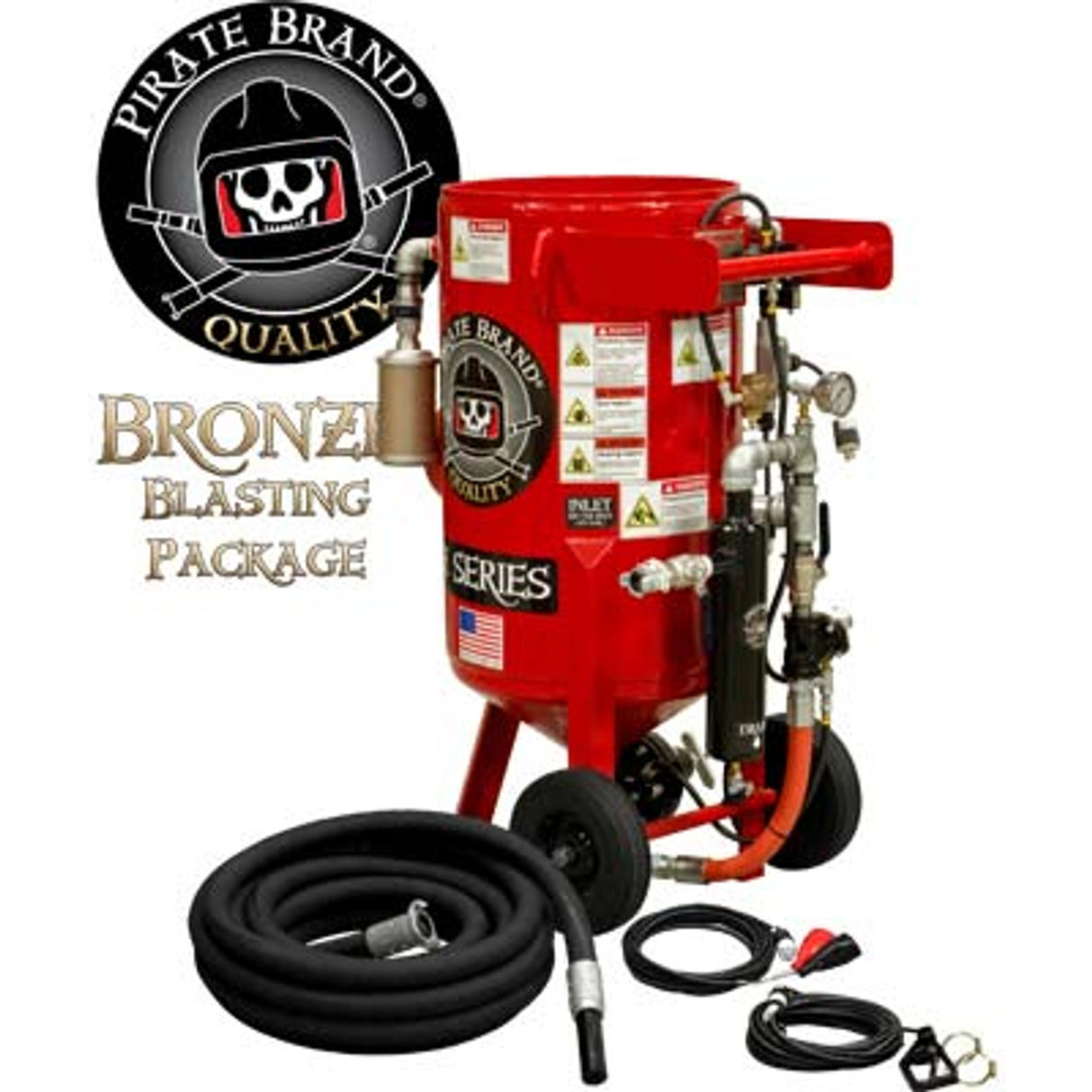 Pirate Brand, E-Series, 3.5 cu ft., BRONZE Blasting Package - Blast Pot, Portable, Pressure HOLD System, 12VDC Electric Controls