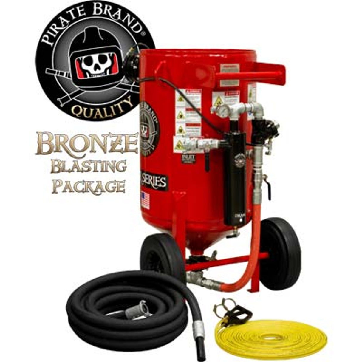 Pirate Brand, E-Series, 6.5 cu ft., BRONZE Blasting Package - Blast Pot, Portable, Pressure RELEASE System, Pneumatic Controls