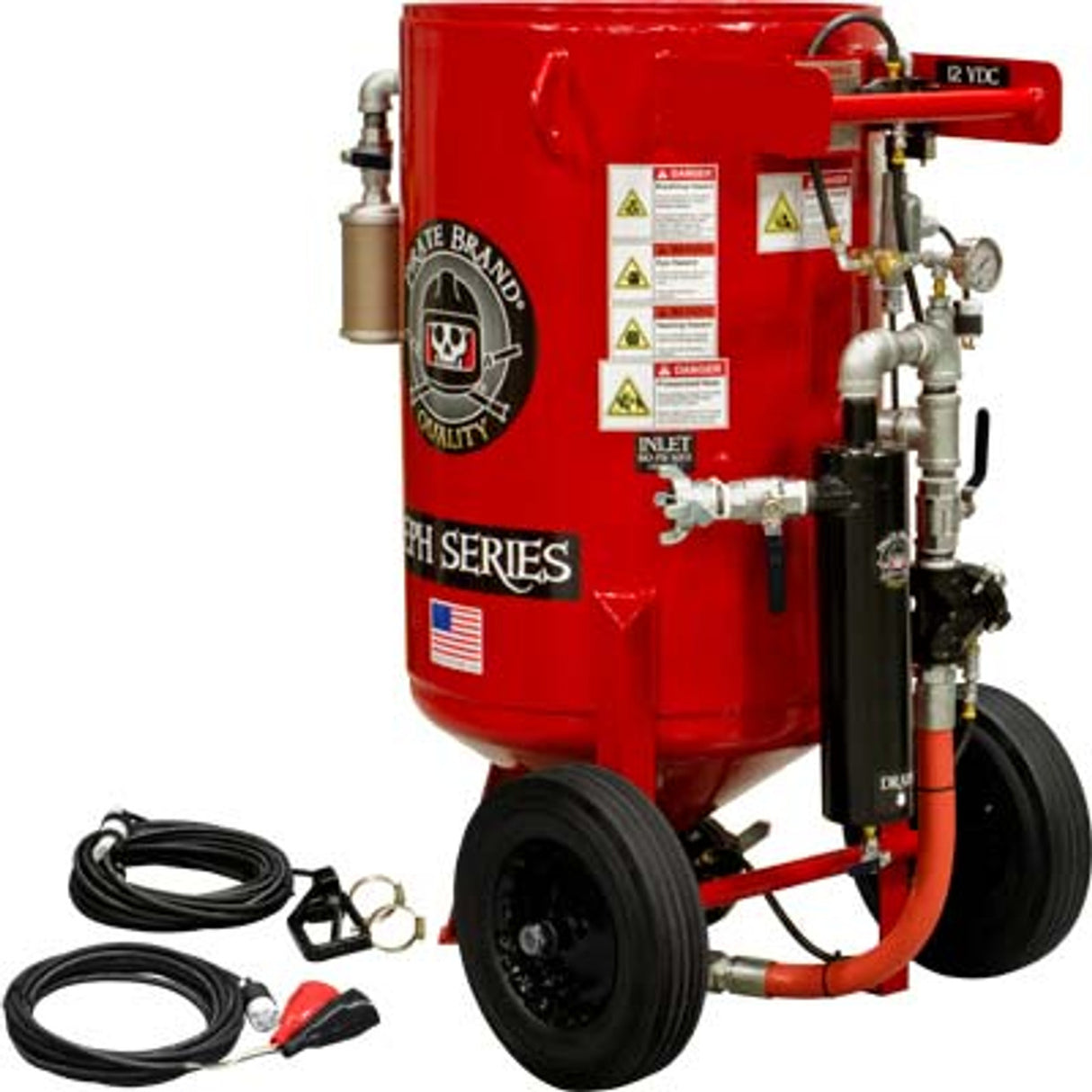Pirate Brand, E-Series, 6.5 cu ft., BASE Blasting Package - Blast Pot, Portable, Pressure HOLD System, 12VDC Electric Controls