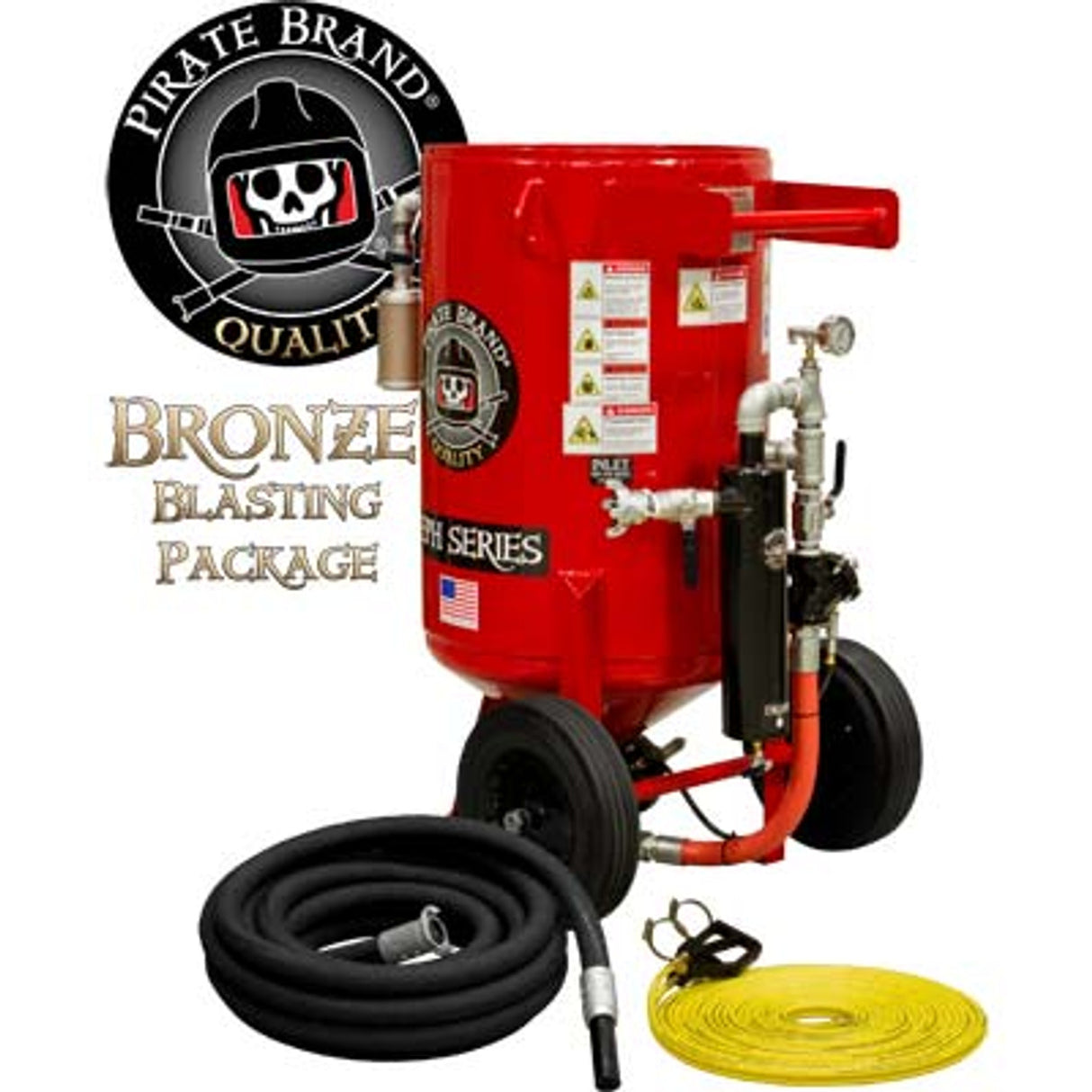 Pirate Brand, E-Series, 6.5 cu ft., BRONZE Blasting Package - Blast Pot, Portable, Pressure HOLD System, Pneumatic Controls