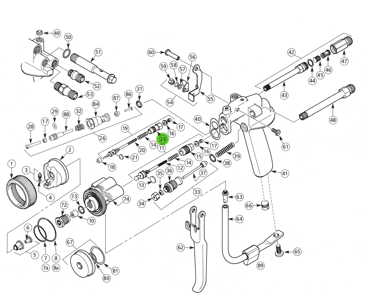 Binks 102-2429 Catalyst Packing Nut; Gel Coat Gun