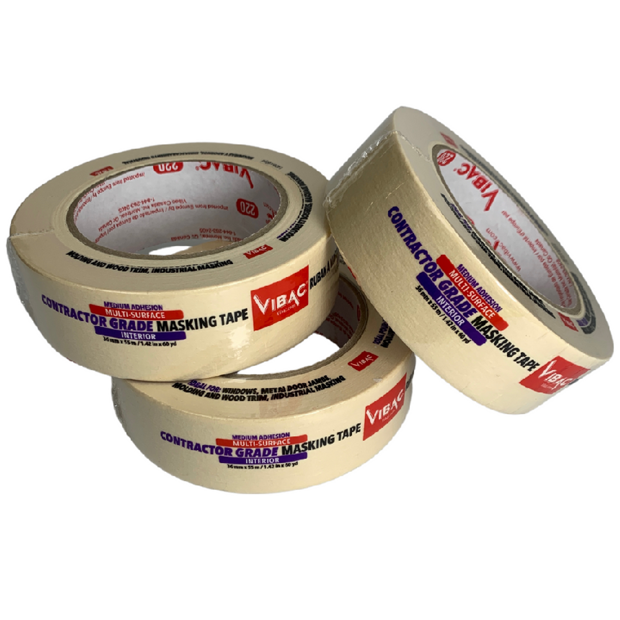 Vibac® General Masking Tape, 36mm x 55m, 3pk