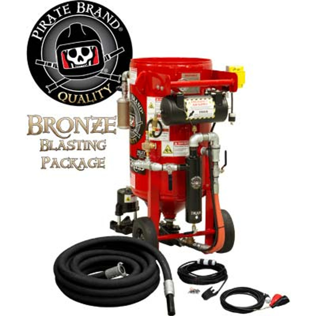 Pirate Brand, K-Series, 3.5 cu ft., BRONZE Blasting Package - Blast Pot, Portable, Pressure HOLD System, 12VDC Electric Controls w/ #100 Metering Valve