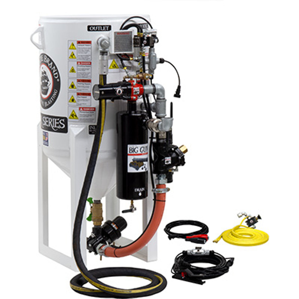 Pirate Brand, S-Series, Short-Cycle™ Series - 6.5 CU FT., SINGLE OUTLET W/ ABRASIVE CUT-OFF (Cord Mounted) - Blast Pot, STATIONARY, Pressure RELEASE System, 12VDC Electric Controls