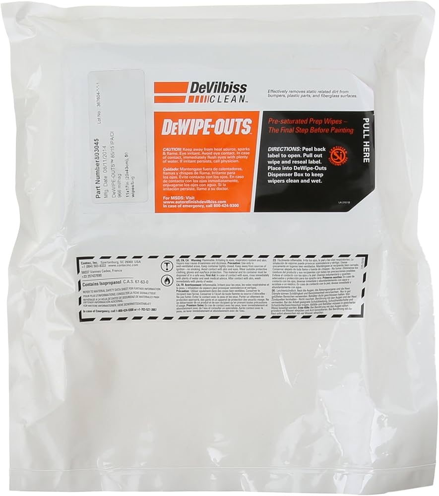 DeVilbiss DeWipe-Outs™ Pre-Saturated Prep Wipe