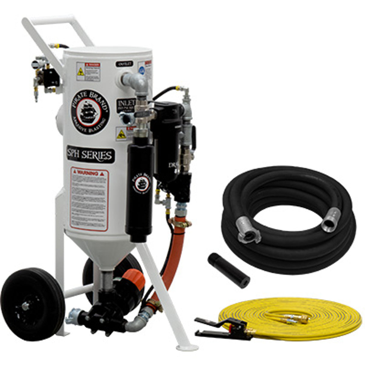 Pirate Brand, S-Series, 1.5 cu ft., BRONZE Blasting Package - Blast Pot, Portable, Pressure HOLD System, Pneumatic Controls