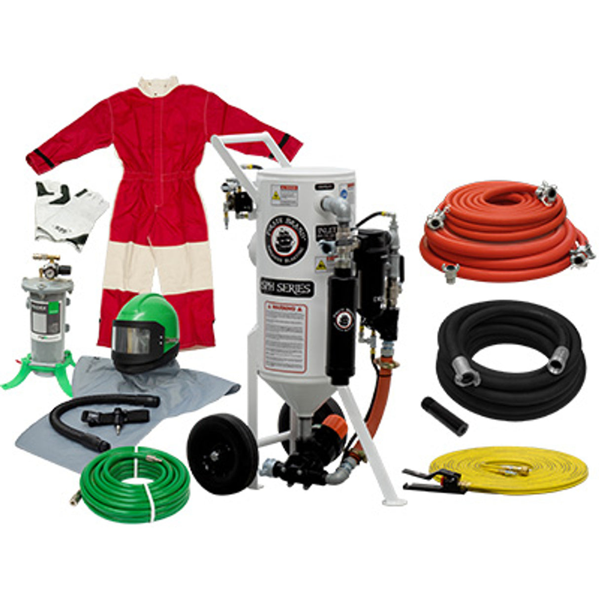 Pirate Brand, S-Series, 1.5 cu ft., GOLD Blasting Package - Blast Pot, Portable, Pressure HOLD System, Pneumatic Controls