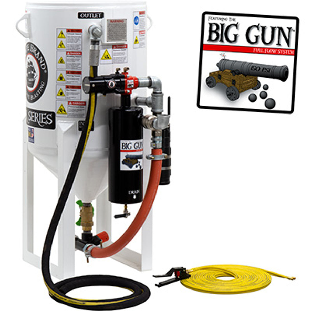 Pirate Brand, S-Series - 6.5 CU FT., SINGLE OUTLET, STANDARD MODEL - Blast Pot, STATIONARY, Pressure RELEASE System, Pneumatic Controls