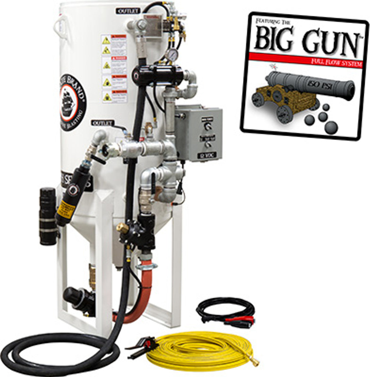 Pirate Brand, S-Series, DUAL-CHAMBER Series - 8 CU FT., SINGLE OUTLET, STANDARD MODEL - Blast Pot, STATIONARY, Pneumatic Controls