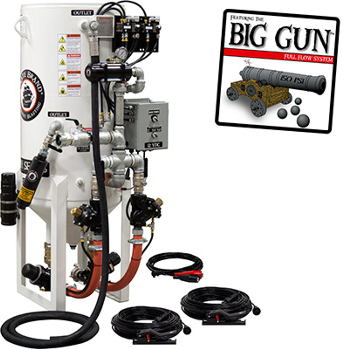 Pirate Brand, S-Series, DUAL-CHAMBER Series - 8 CU FT., DOUBLE OUTLET, STANDARD MODEL - Blast Pot, STATIONARY, 12VDC Electric Controls