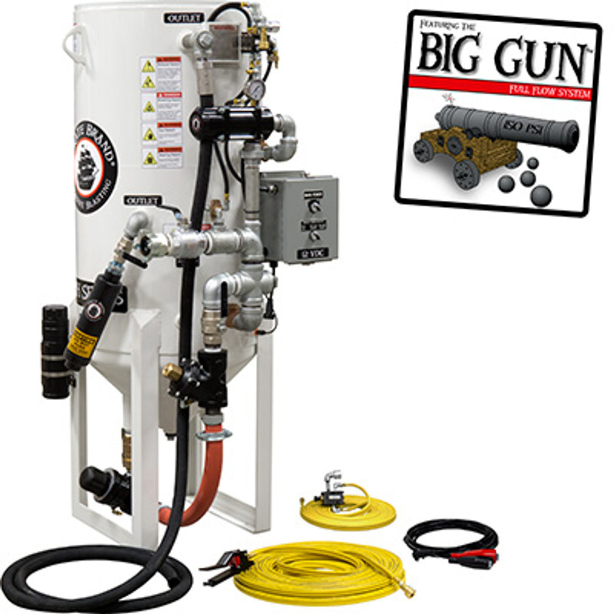 Pirate Brand, S-Series, DUAL-CHAMBER Series - 8 CU FT., SINGLE OUTLET W/ ABRASIVE CUT-OFF (Wall Mounted) - Blast Pot, STATIONARY, Pneumatic Controls