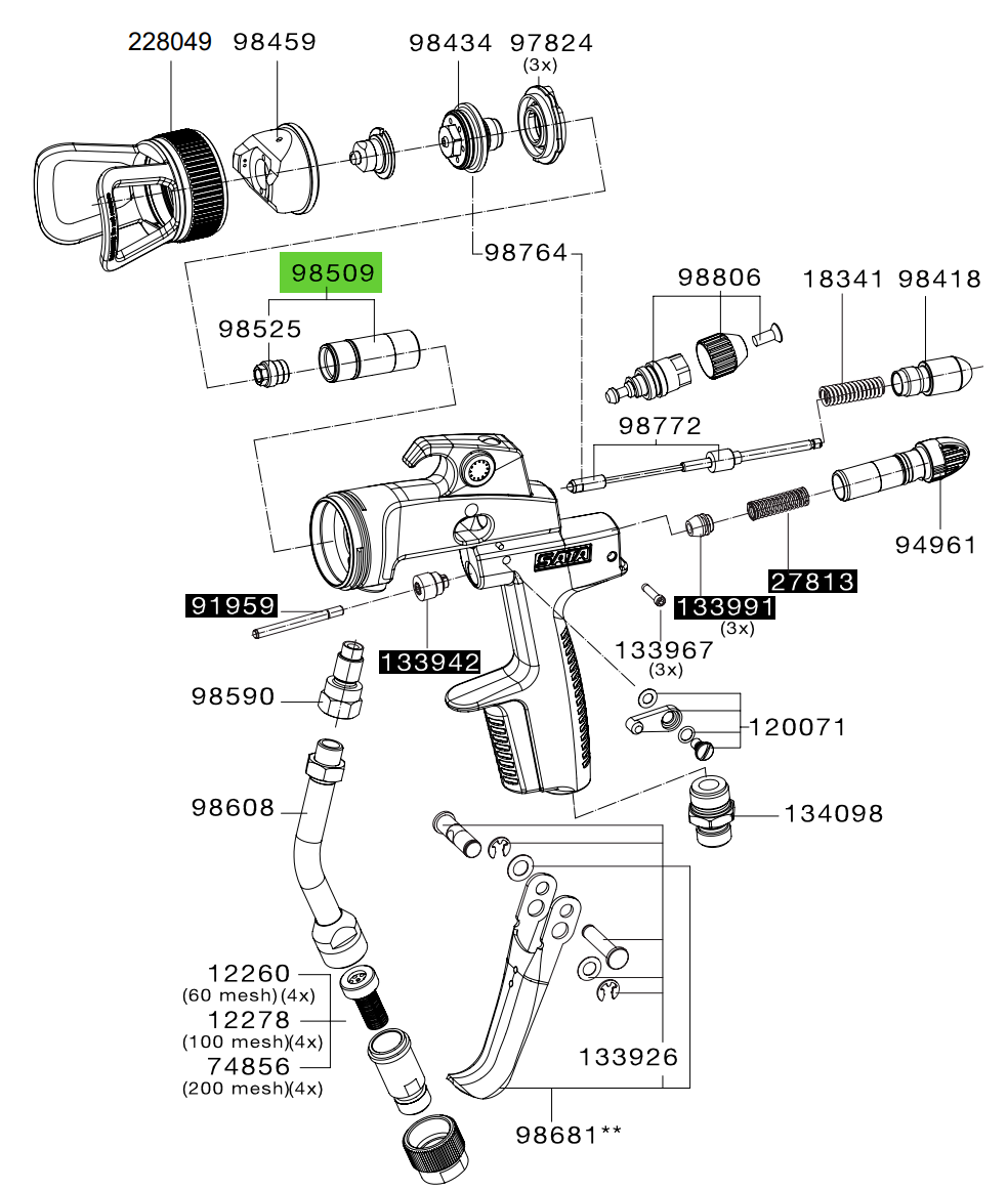 SATA 98509 Sleeve Insert, 3000K, Spray Mix