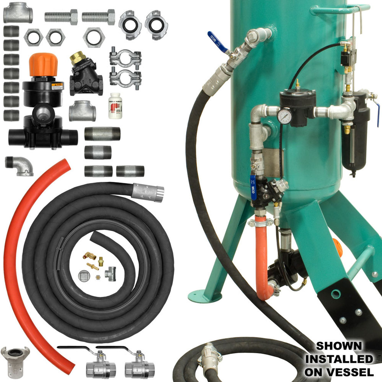 Pirate Brand - ZERO Style Blast Cabinet Conversion Kit, APV-Urethane Sleeve Manual Blowdown Pneumatic 1" (Pressure Hold)