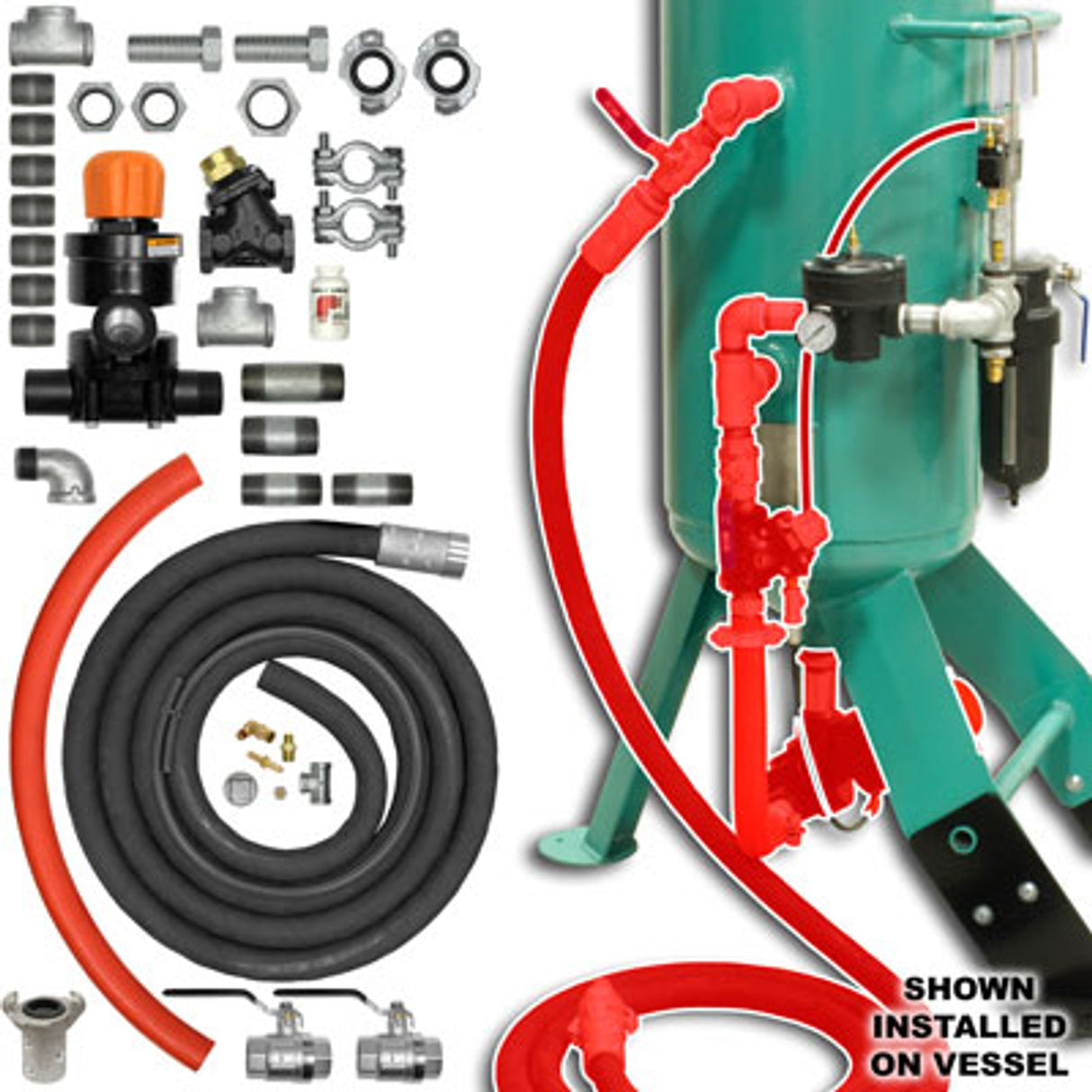 Pirate Brand - ZERO Style Blast Cabinet Conversion Kit, APV-Urethane Sleeve Manual Blowdown Pneumatic 1" (Pressure Hold)