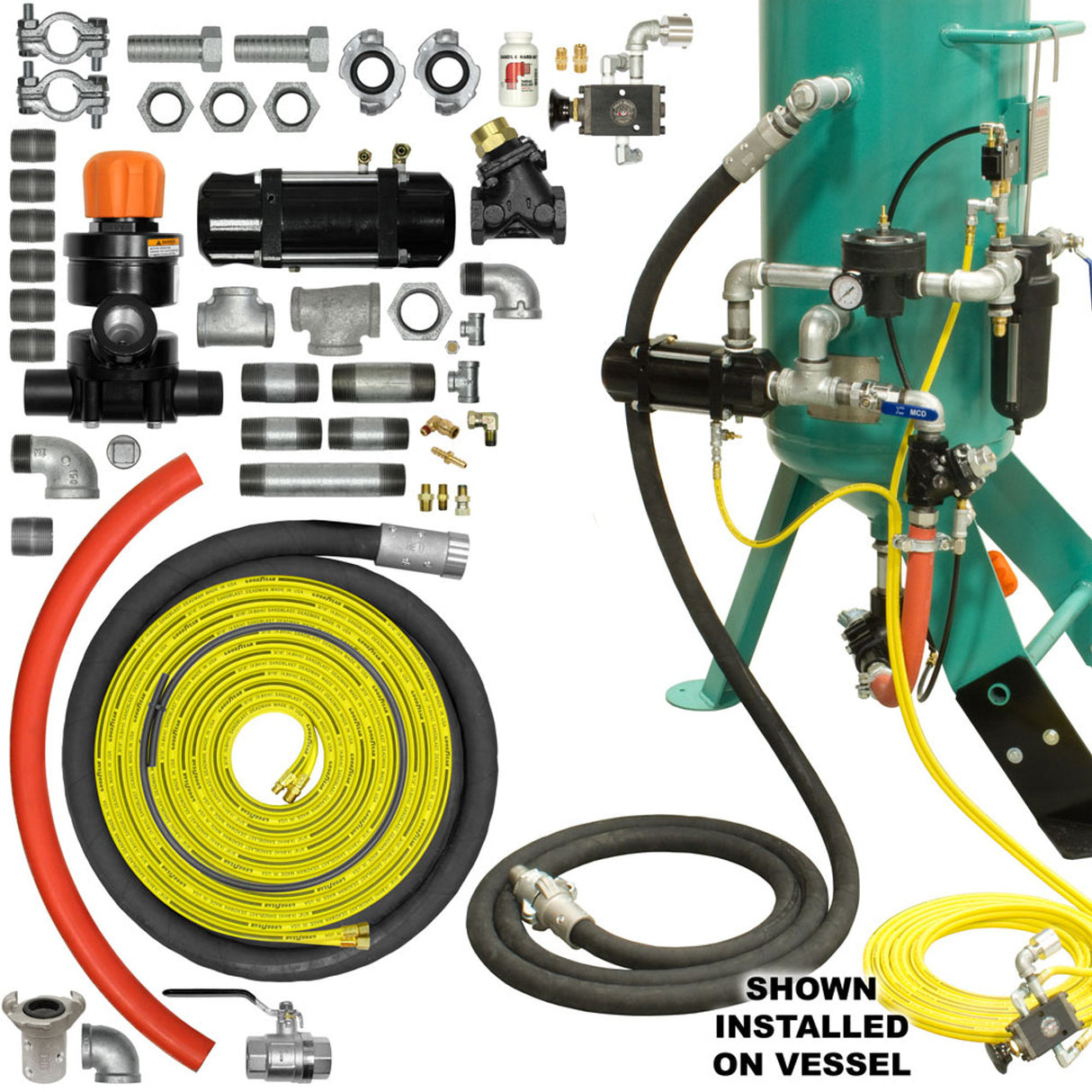 Pirate Brand - ZERO Style Blast Cabinet Conversion Kit, Combination/APV-Urethane Sleeve w/Palm Blowdown Pneumatic 1" (Pressure Hold)