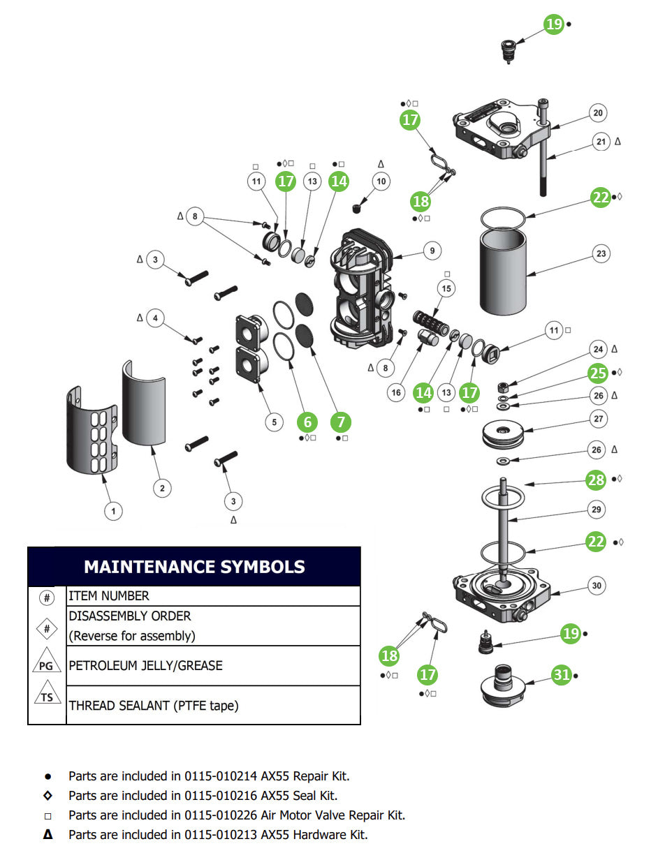 Binks 0115-010214 AX55 Repair Kit