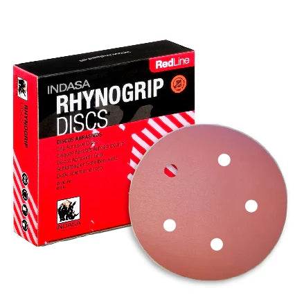 INDASA 5" Rhynogrip RedLine 5-Hole Vacuum Sanding Discs, 520 Series