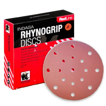 INDASA 6" Rhynogrip RedLine 17-Hole Vacuum Sanding Discs, 690-17 Series