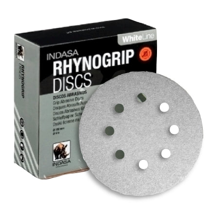 INDASA 5" Rhynogrip WhiteLine 8-Hole Vacuum Sanding Discs, 55 Series