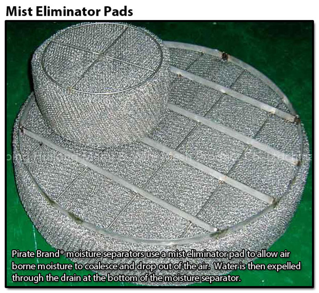 Pirate Brand - Schmidt Mfg Style, Moisture Separator 1600 CFM Flange Mounted, 150 PSI (10.3 BAR), (1) 3" x (5) 1-1/2" (Painted)