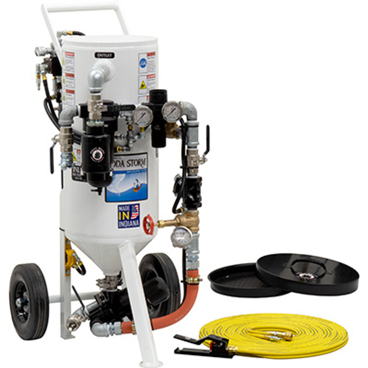 Pirate Brand, SODA STORM Series, 1.5 cu ft., Blast Pot, Portable, Pressure HOLD System, Pneumatic Controls (without the blast hose and nozzle)