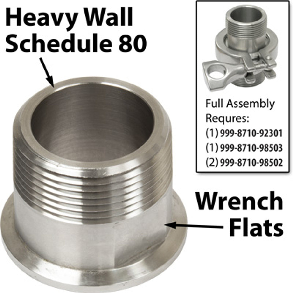 Pirate Brand - Sanitary Clamp Style, Quick Removal Coupling, Fitting, 1-1/4" MNPT