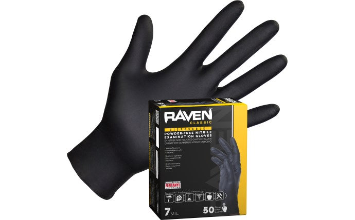 SAS Safety Corp. Raven® Powder-Free Exam Grade Nitrile Disposable Gloves - 7 Mil