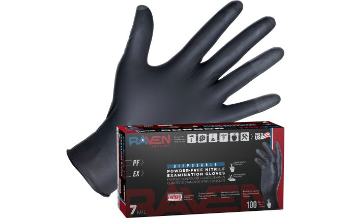 SAS Safety Corp. Raven® Patriot Powder-Free Exam Grade Nitrile Disposable Gloves - 7 Mil