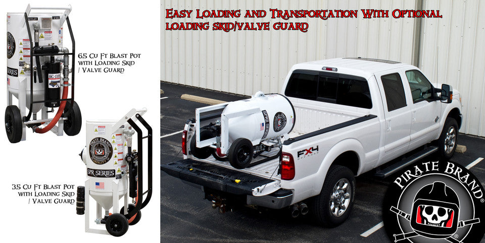 Pirate Brand - Loading Skid / Valve Guard for 6.5 cu ft Blasters, Powder Coated Black