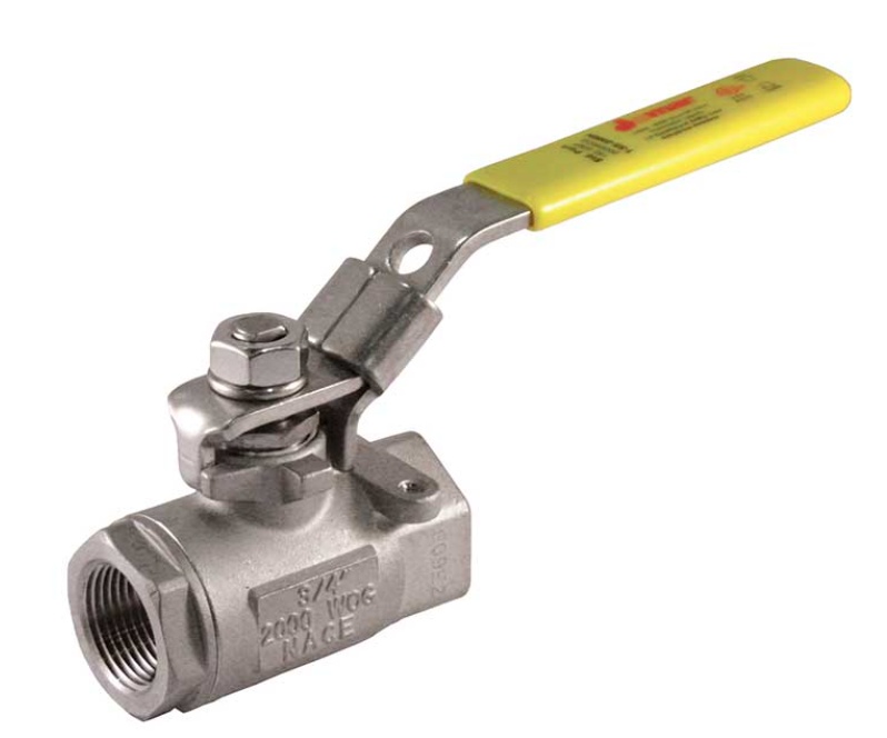 3/8" Stainless Steel Ball Valve, 2-Piece, Standard Port, Threaded Connection, 2000 WOG