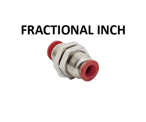 Hosco Push to Connect Fittings, Fractional Inch, Bulkhead Union (Various Size Options)