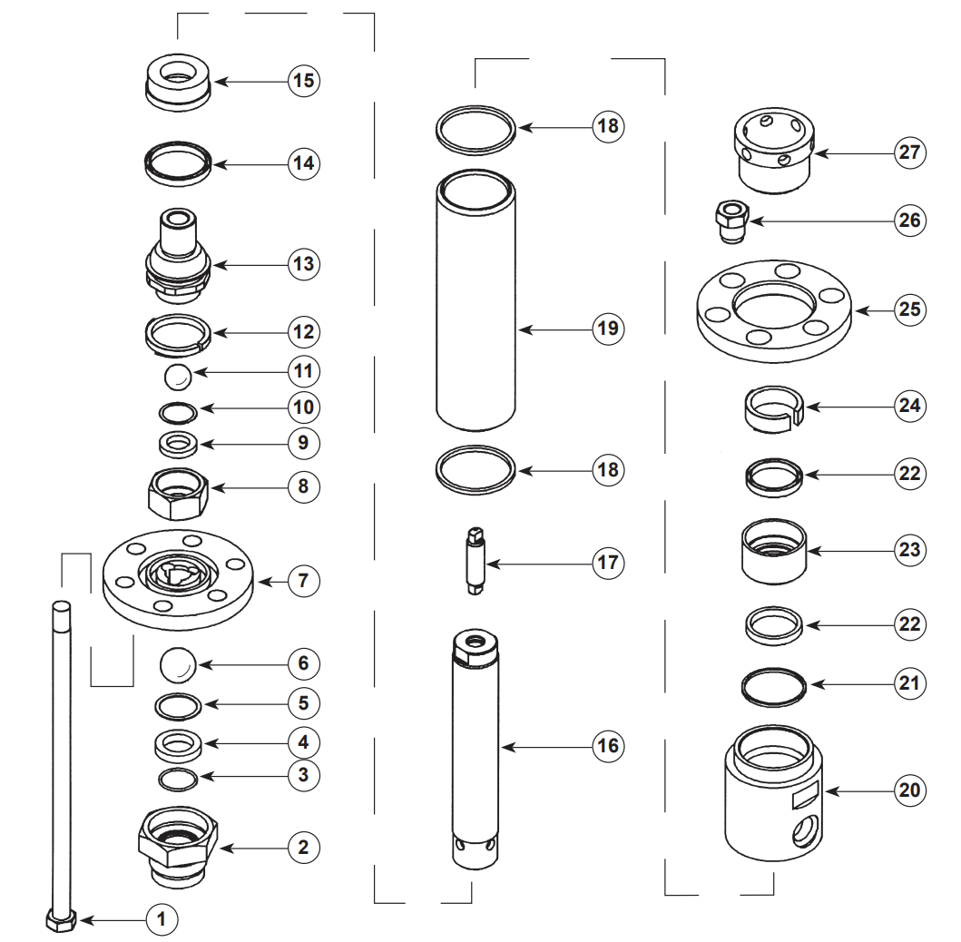 Binks 101-2170 “D” Fluid Section w/ U-Cup Seals