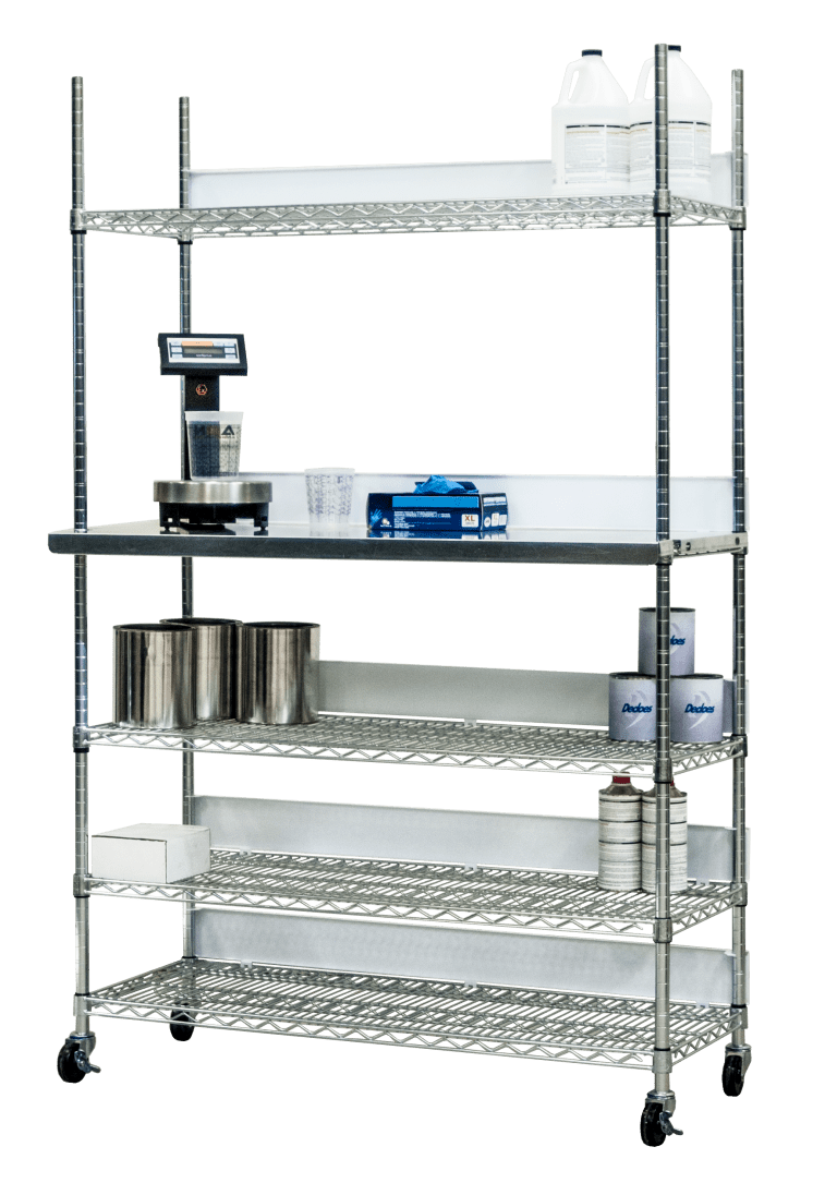 Dedoes Work Shelf Add On Assembly And Five Shelf Back Stops For The Seville Storage Rack - Total Finishing Supplies