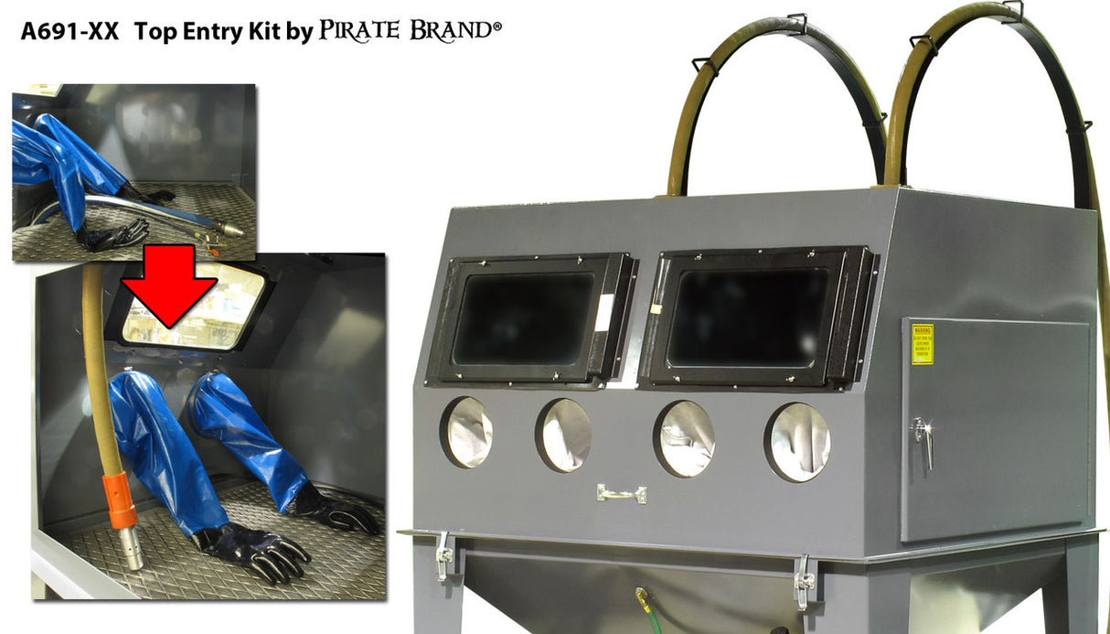 Pirate Brand - CLEMCO/ZERO, Top Entry Kit For Blast Cabinets Up To 48" Roof Depth