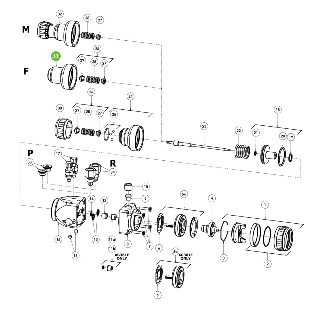 DeVilbiss SPA-167-K Fixed Rear Housing