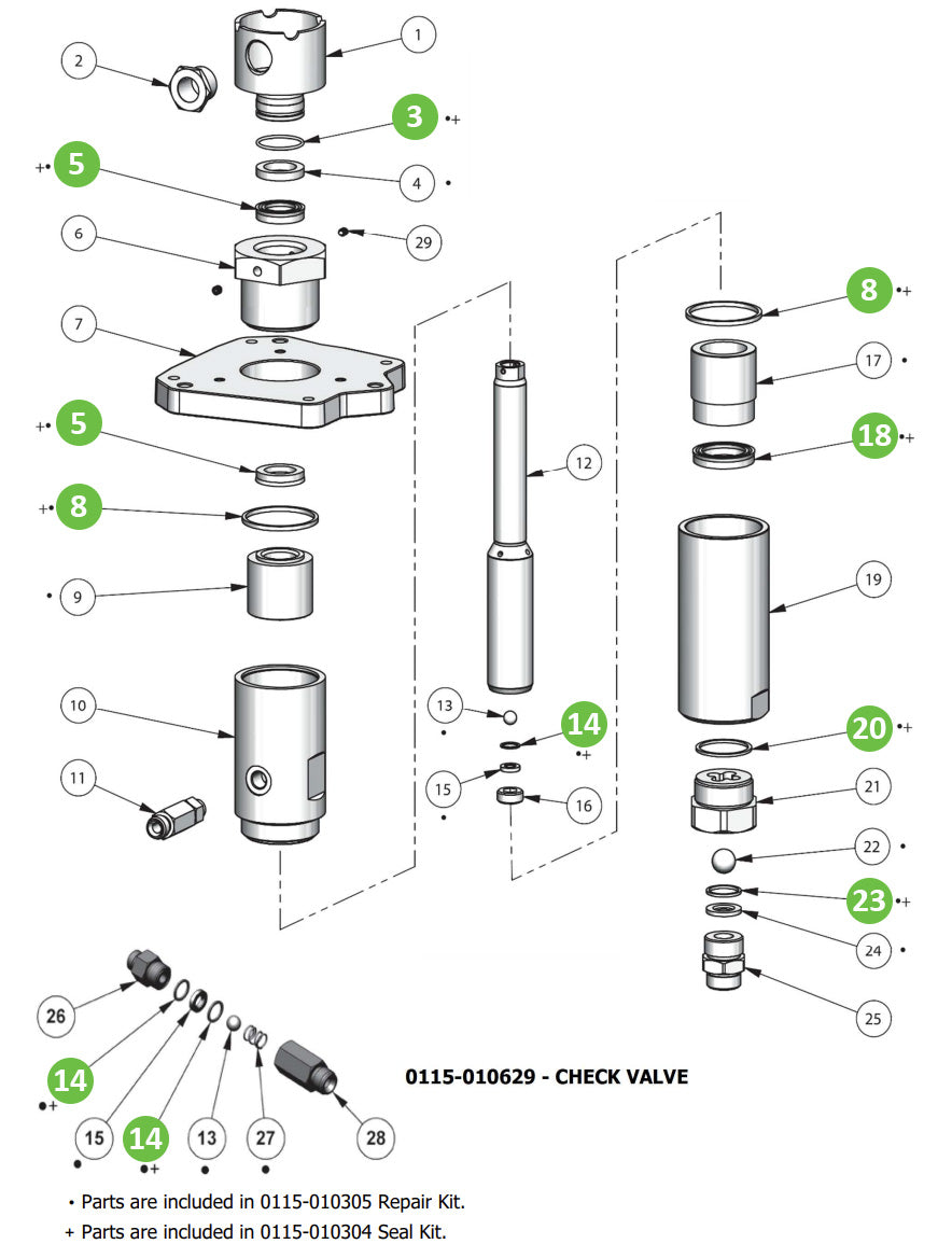Binks 0115-010304 FX12UC Seal Kit (U-Cups)