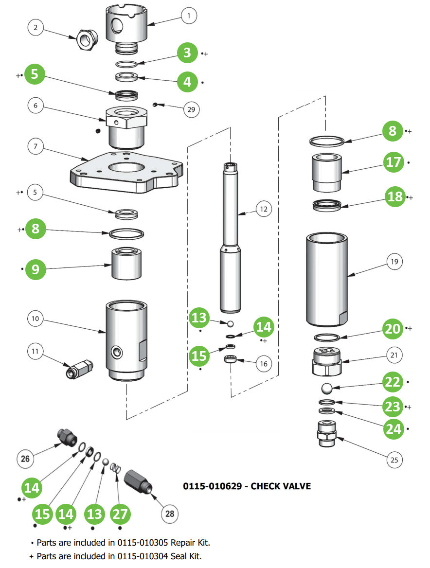 Binks 0115-010305 FX12UC Repair Kit (U-Cups)